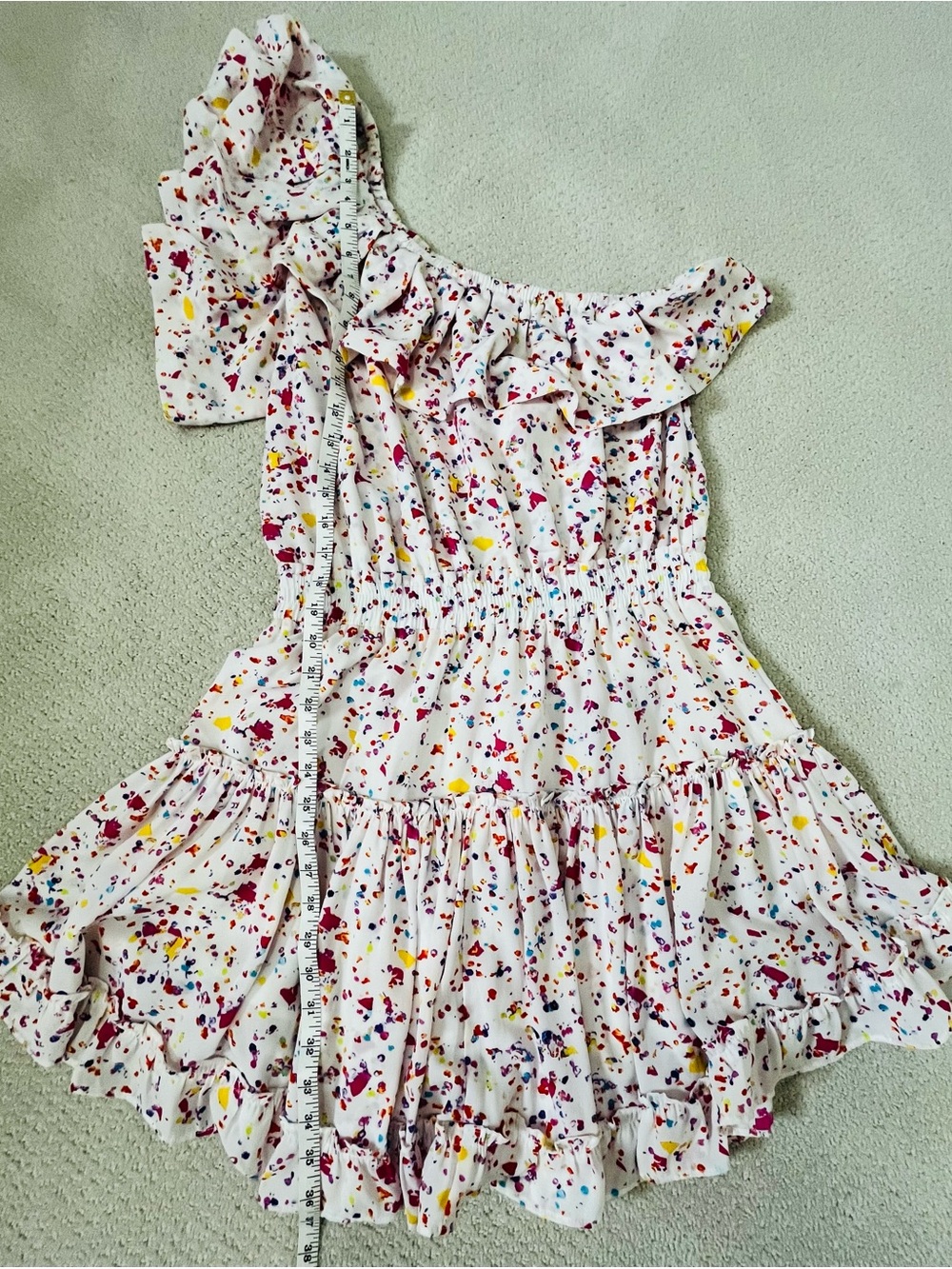 Buddy LoveOff-Shoulder Ruffle Dress in White with Multicolor Confetti Print - Picture 4 of 4